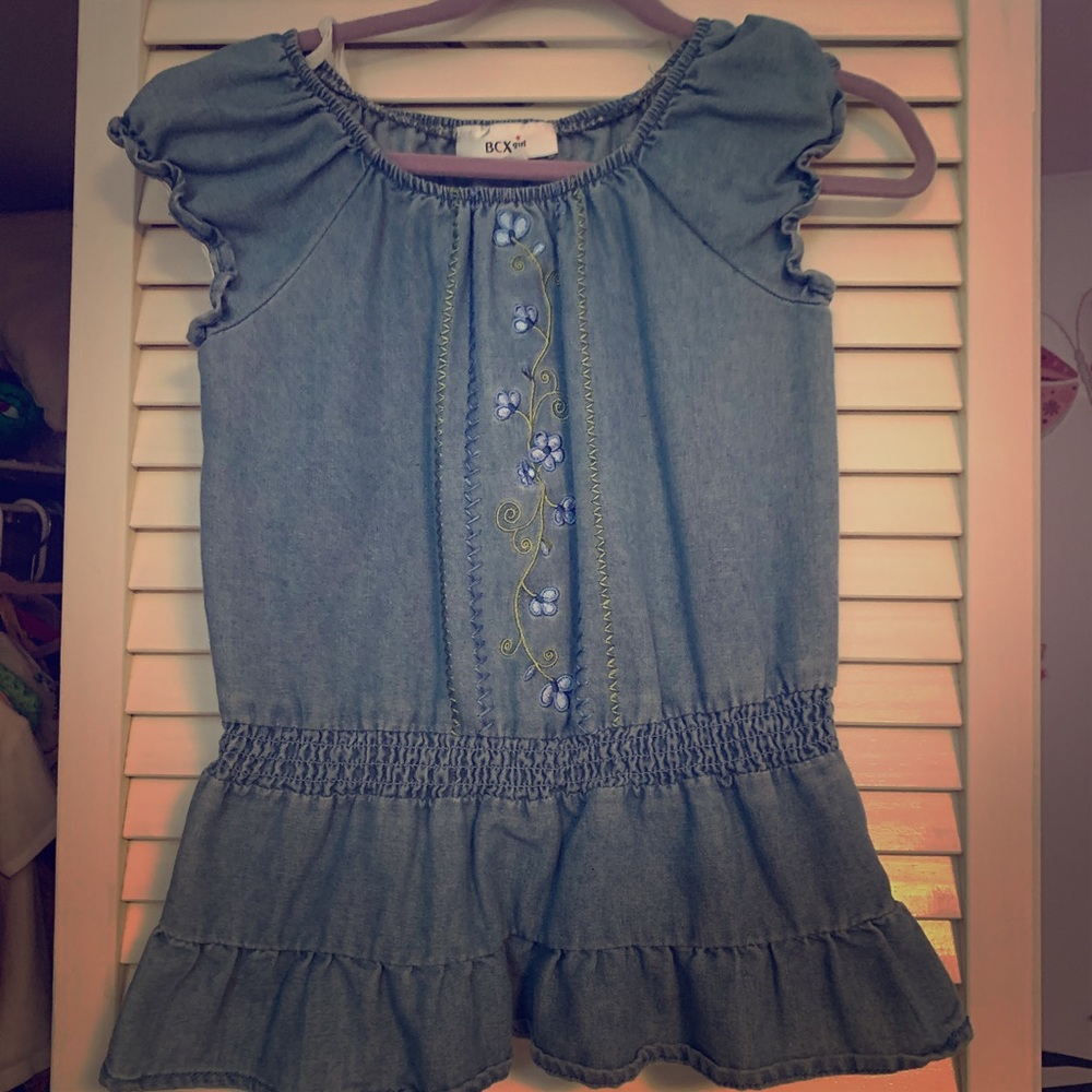 BCX girl embroidered denim shirt size 4